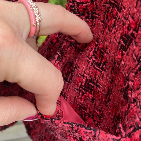 Pink and black bouclé lined one button jacket size 8P - Picture 3 of 8